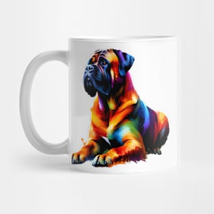 Abstract Colorful Splash Bullmastiff Sitting Portrait Mug